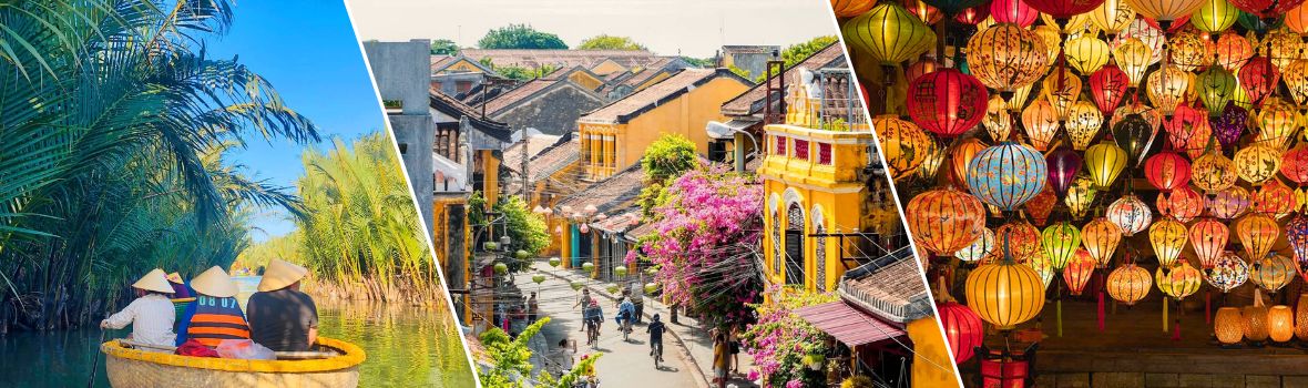 Da sinistra a destra sono Foresta di cocco di Bay Mau, Antica città di Hoi An, Lanterne di Hoi An