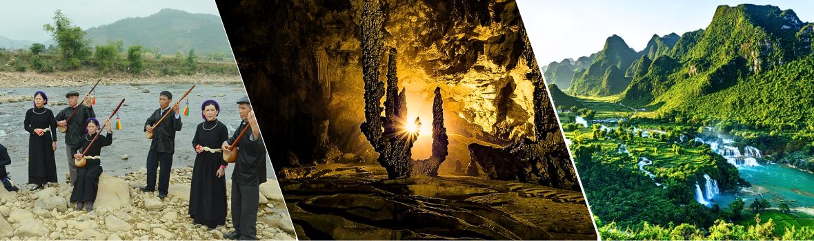 Da sinistra a destra sono Gruppo etnico Nung, Grotta di Nguom Ngao, Cao Bang